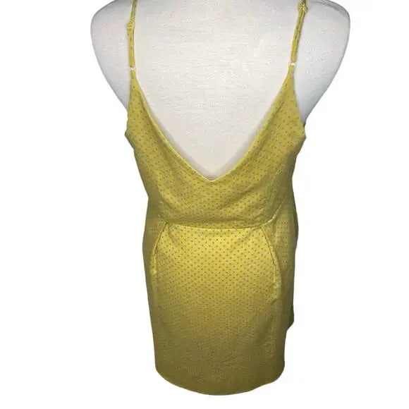 Umgee Polka Dot with Pockets Summer Dress Women's Yellow with Blue Size Large - Picture 2 of 16